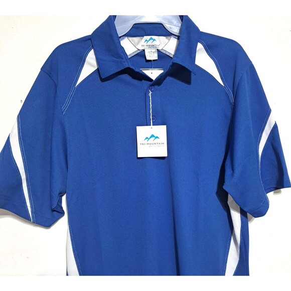 TRI-MOUNTAIN PERFORMANCE Short Sleeve Blue Polo Shirt Moisture wicking Size S - Picture 3 of 9